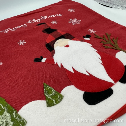 Cute Pattern Side Zipper Red Christmas Cushion Cover